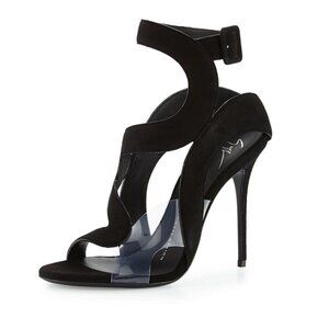 Giuseppe Zanotti Mistico Wavy Suede/PVC Sandal, Black